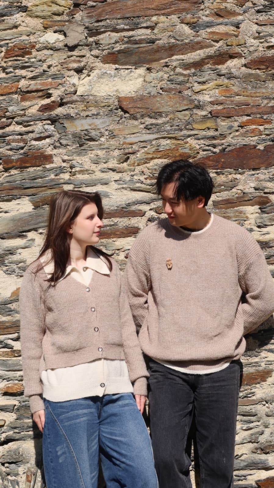 "Jour Flottant" - Tenue couple patchwork gris