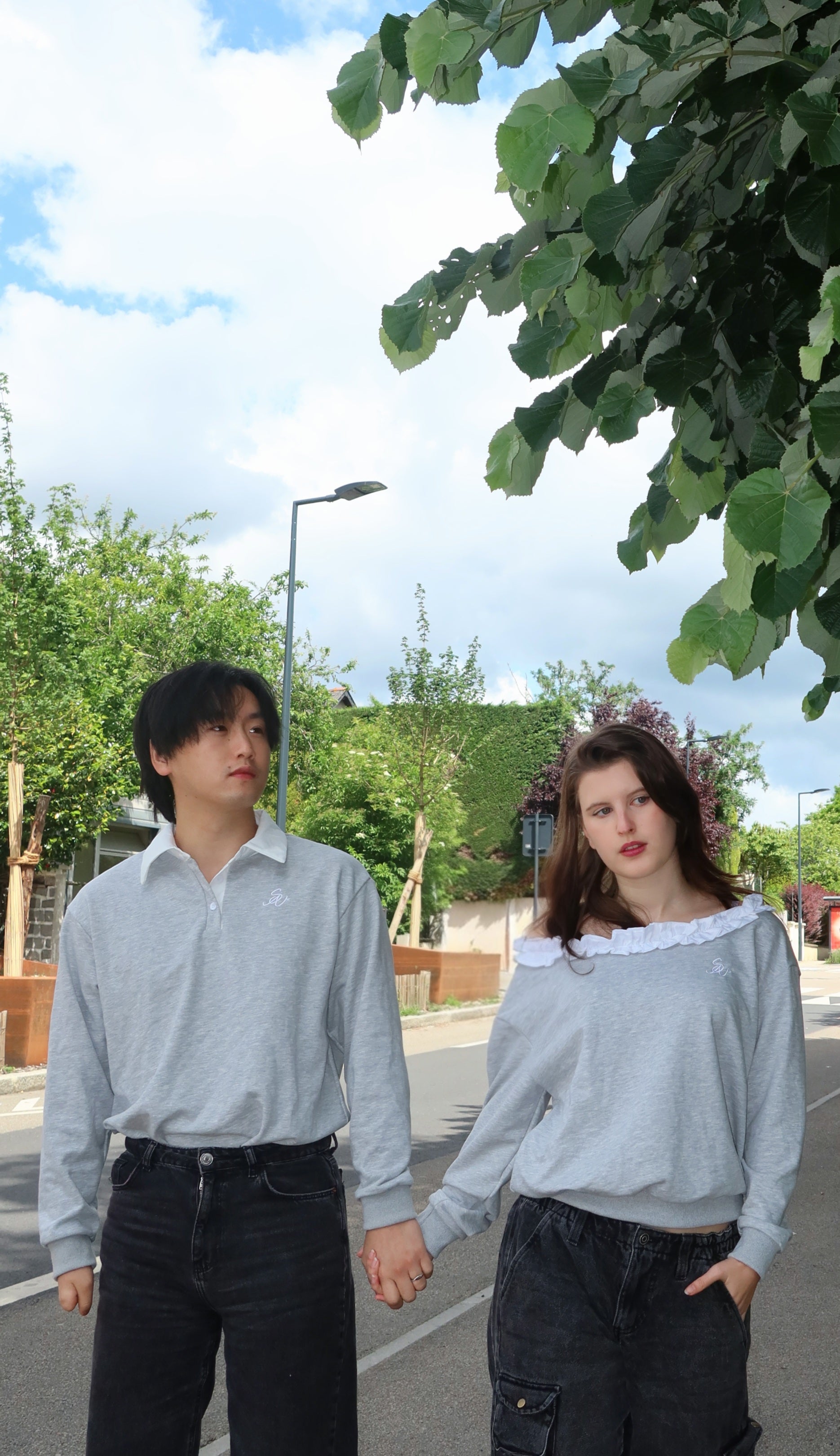 "Rose cendrée" - Sweat couple gris