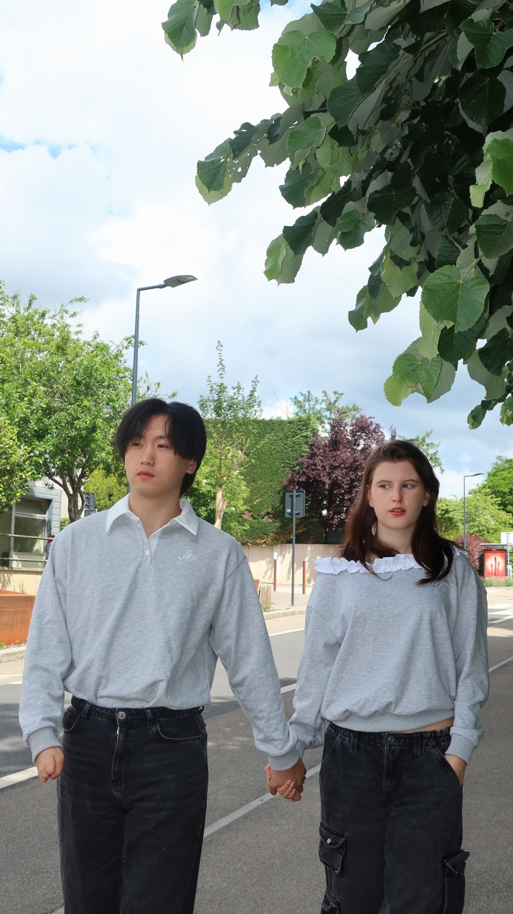 "Rose cendrée" - Sweat couple gris