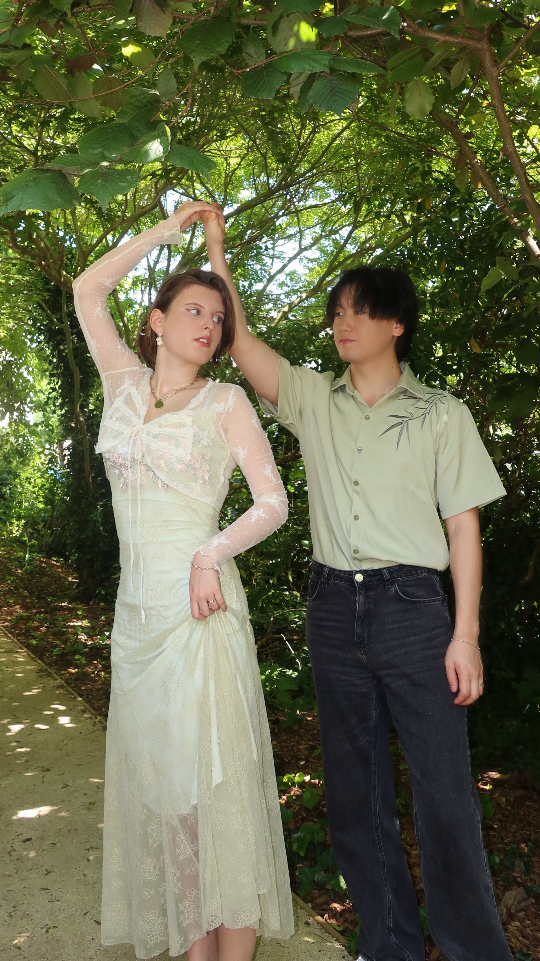 "L'écho du jardin" - duo assorti vert